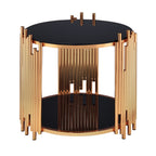 ACME 84492 Tanquin End Table, Gold & Black Glass (1Set/2Ctn)