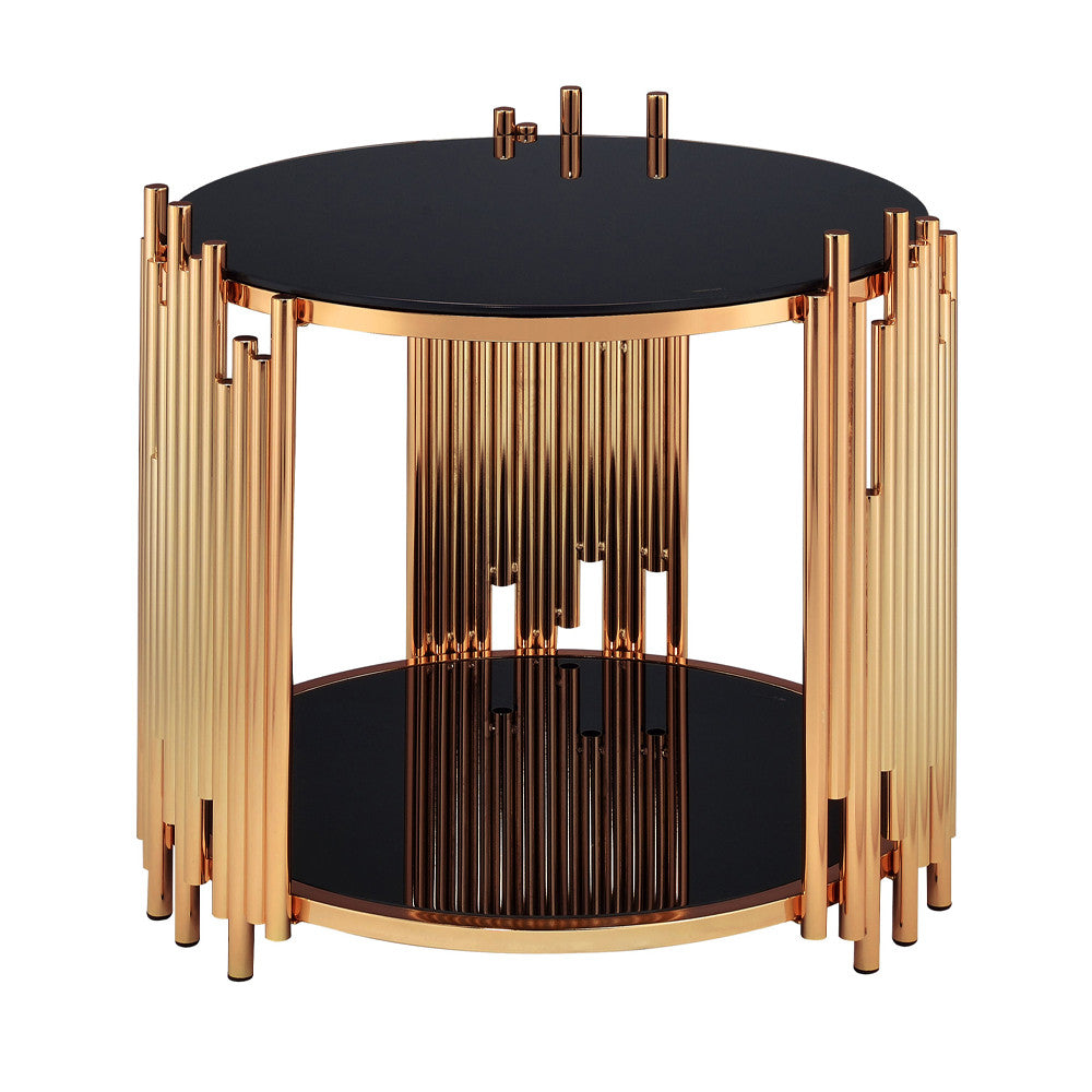 ACME 84492 Tanquin End Table, Gold & Black Glass (1Set/2Ctn)