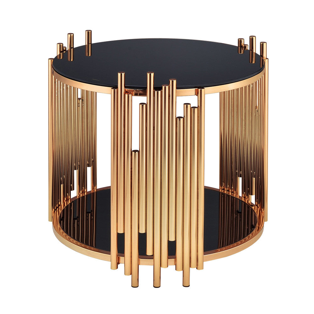 ACME 84492 Tanquin End Table, Gold & Black Glass (1Set/2Ctn)