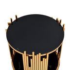 ACME 84492 Tanquin End Table, Gold & Black Glass (1Set/2Ctn)