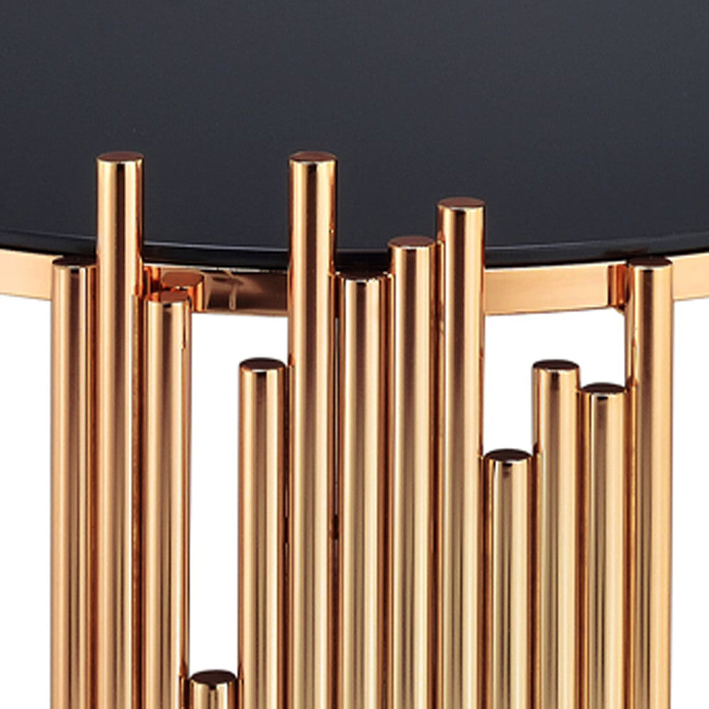 ACME 84492 Tanquin End Table, Gold & Black Glass (1Set/2Ctn)