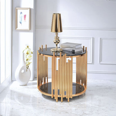 ACME 84492 Tanquin End Table, Gold & Black Glass (1Set/2Ctn)
