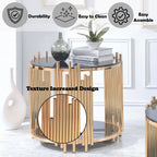 ACME 84492 Tanquin End Table, Gold & Black Glass (1Set/2Ctn)