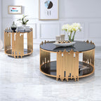 ACME 84492 Tanquin End Table, Gold & Black Glass (1Set/2Ctn)