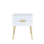 ACME 84496 Denvor End Table, White & Gold