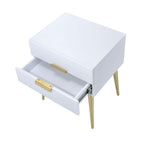 ACME 84496 Denvor End Table, White & Gold