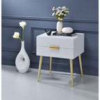 ACME 84496 Denvor End Table, White & Gold