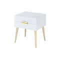 ACME 84496 Denvor End Table, White & Gold