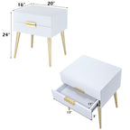 ACME 84496 Denvor End Table, White & Gold