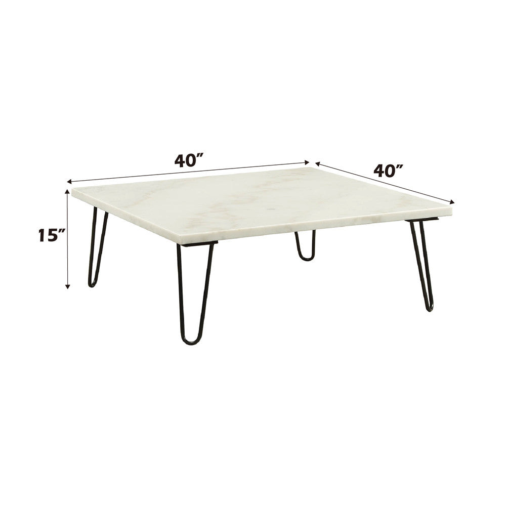 ACME 84500 Telestis Coffee Table, White Marble & Black  5