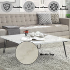 ACME 84500 Telestis Coffee Table, White Marble & Black  6