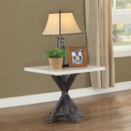 ACME 84547 Romina End Table, White Marble & Weathered Espresso