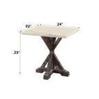 ACME 84547 Romina End Table, White Marble & Weathered Espresso