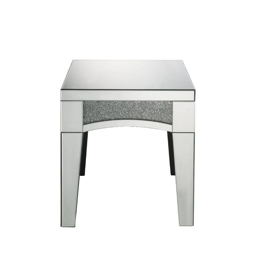 ACME 84677 Nowles End Table, Mirrored & Faux Stones