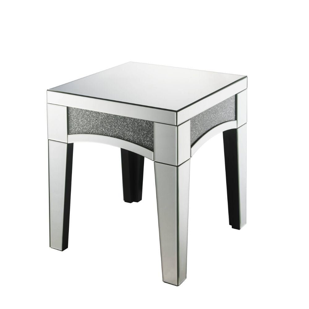 ACME 84677 Nowles End Table, Mirrored & Faux Stones