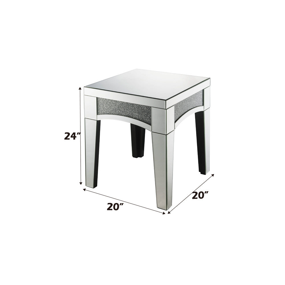 ACME 84677 Nowles End Table, Mirrored & Faux Stones