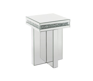 ACME 84697 Noralie End Table, Mirrored & Faux Diamonds