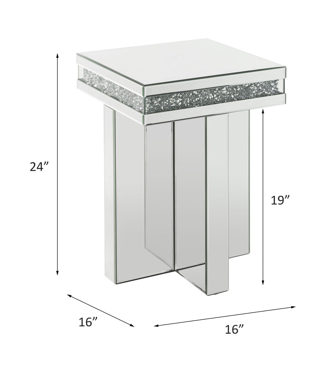 ACME 84697 Noralie End Table, Mirrored & Faux Diamonds