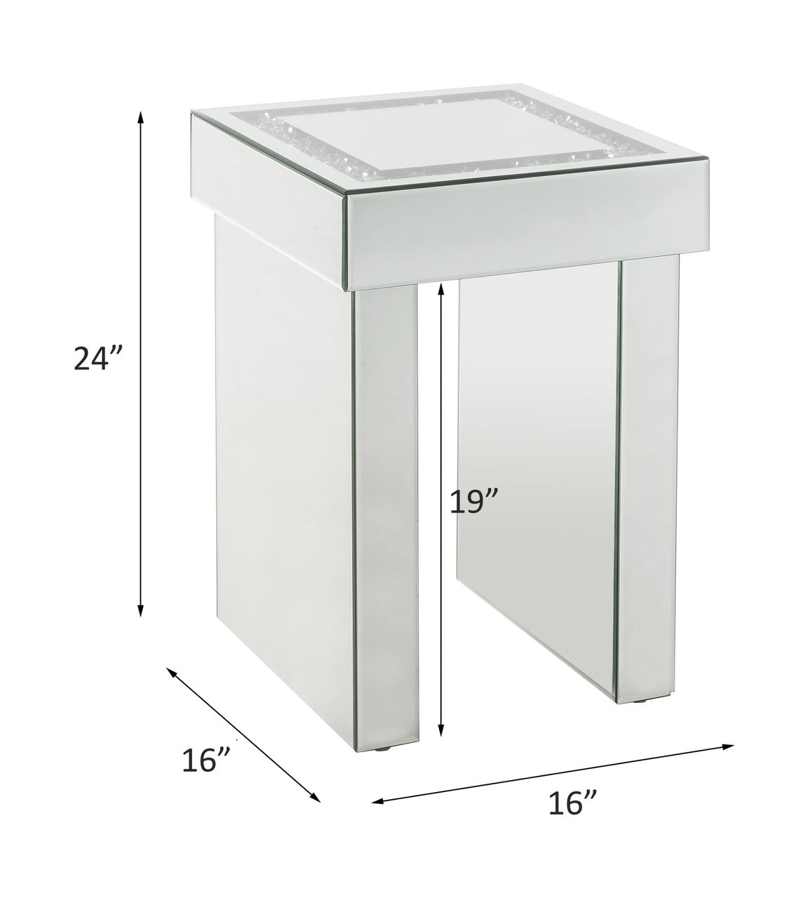 ACME 84702 Noralie End Table, Mirrored & Faux Diamonds