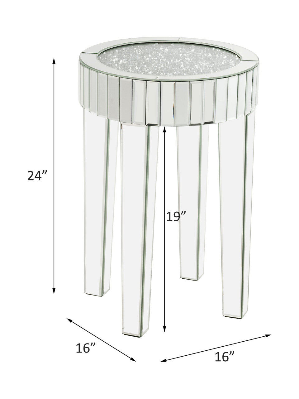ACME 84712 Ornat End Table, Mirrored & Faux Diamonds