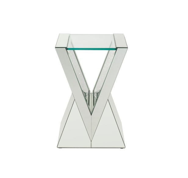 ACME 84727 Noralie End Table, Clear Glass, Mirrored & Faux Diamonds