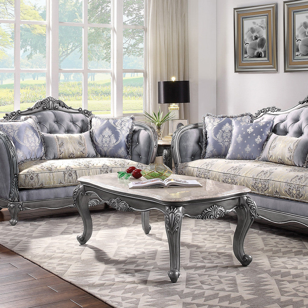 ACME 85345 Ariadne Coffee Table, Marble & Platinum