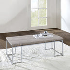 ACME 85370 Chafik Coffee Table, Natural Oak & Chrome