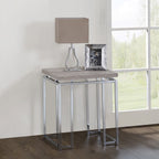 ACME 85372 Chafik End Table, Natural Oak & Chrome