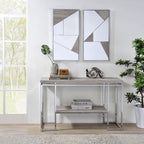ACME 85373 Chafik Sofa Table, Natural Oak & Chrome