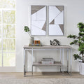 ACME 85373 Chafik Sofa Table, Natural Oak & Chrome