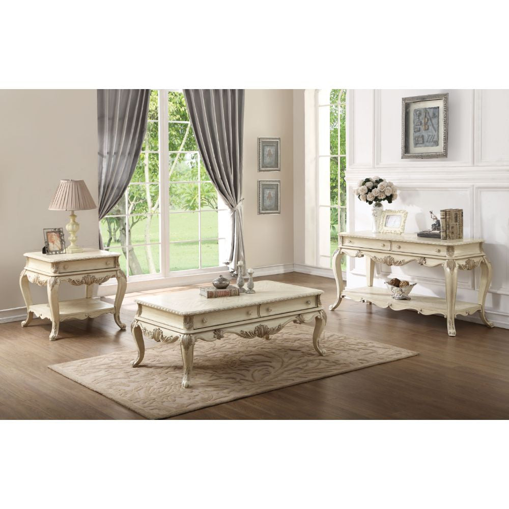 ACME 86022 Ragenardus End Table, Antique White