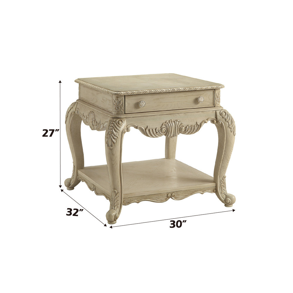ACME 86022 Ragenardus End Table, Antique White