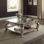 ACME 86050 Chelmsford Coffee Table, Antique Taupe & Clear Glass