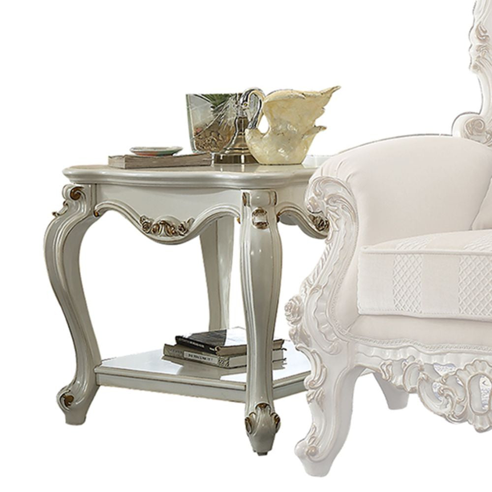 ACME 86882 Picardy End Table, Antique Pearl