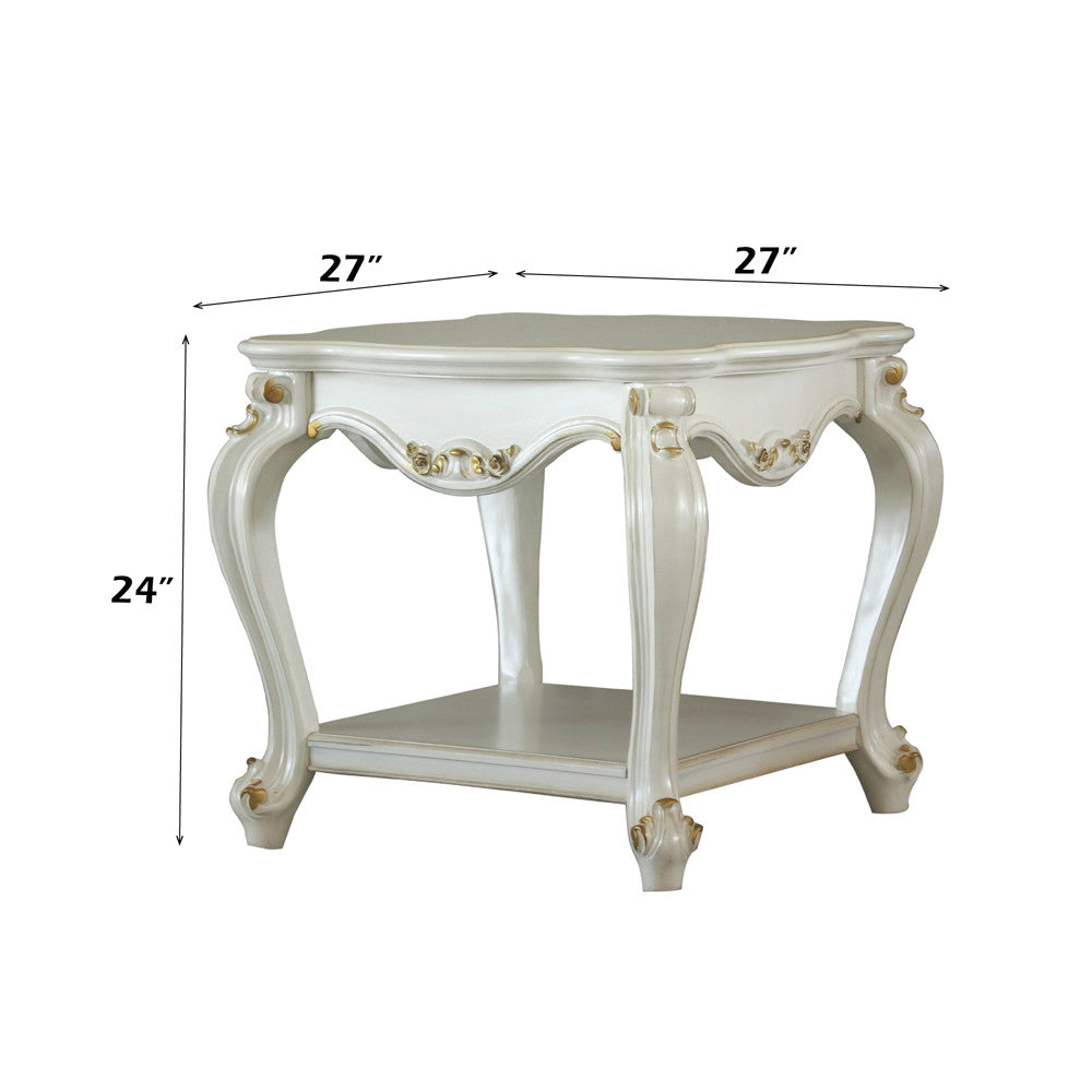 ACME 86882 Picardy End Table, Antique Pearl
