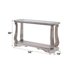 ACME 86933 Northville Sofa Table, Antique Silver & Clear Glass