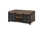 ACME 87955 Nineel Coffee Table, Obscure Glass, Rustic Oak & Black Finish