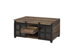 ACME 87955 Nineel Coffee Table, Obscure Glass, Rustic Oak & Black Finish
