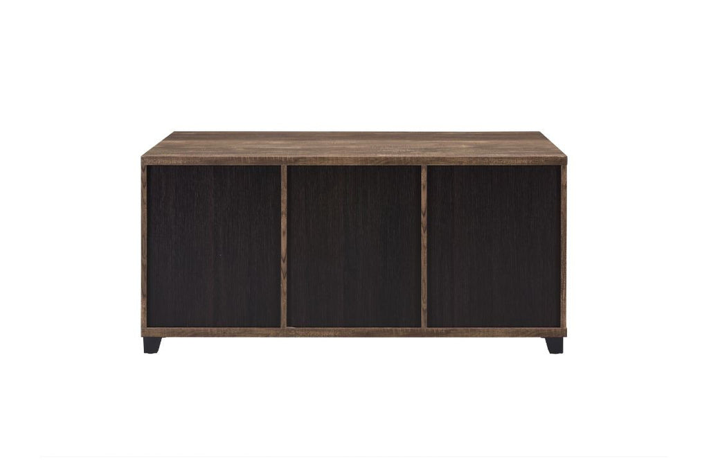 ACME 87955 Nineel Coffee Table, Obscure Glass, Rustic Oak & Black Finish