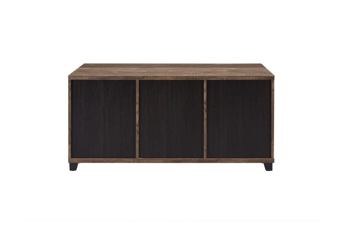 ACME 87955 Nineel Coffee Table, Obscure Glass, Rustic Oak & Black Finish