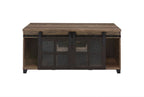 ACME 87955 Nineel Coffee Table, Obscure Glass, Rustic Oak & Black Finish