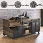 ACME 87955 Nineel Coffee Table, Obscure Glass, Rustic Oak & Black Finish