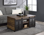 ACME 87955 Nineel Coffee Table, Obscure Glass, Rustic Oak & Black Finish