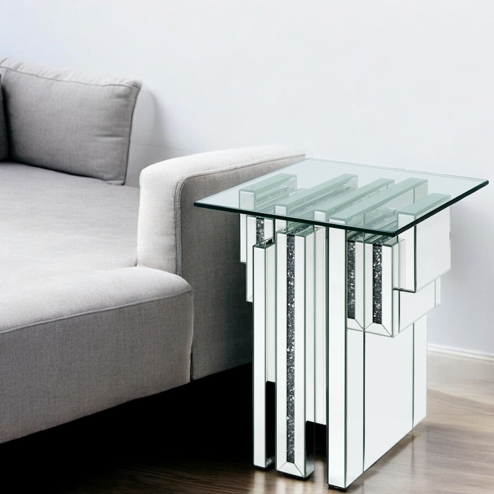 ACME 88002 Noralie End Table, Mirrored & Faux Diamonds