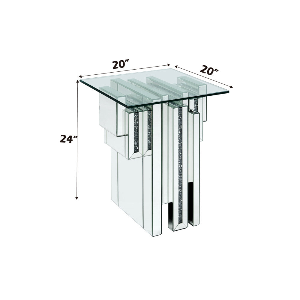 ACME 88002 Noralie End Table, Mirrored & Faux Diamonds