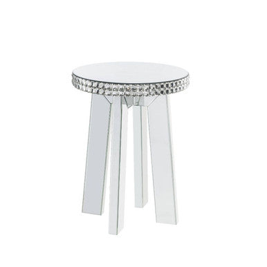 ACME 88012 Lotus End Table, Mirrored & Faux Crystals