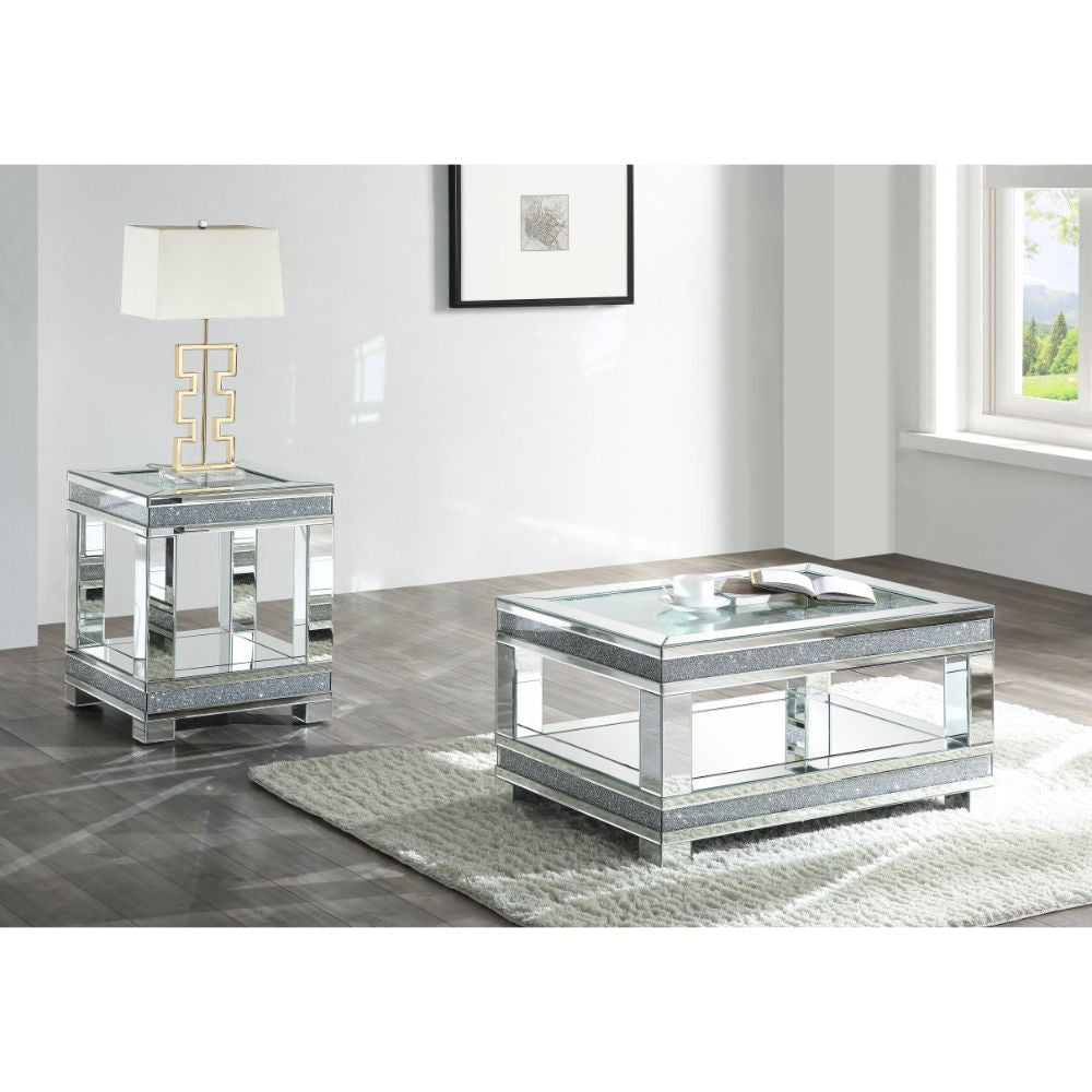 ACME 88020 Noralie Coffee Table, Mirrored & Faux Diamonds