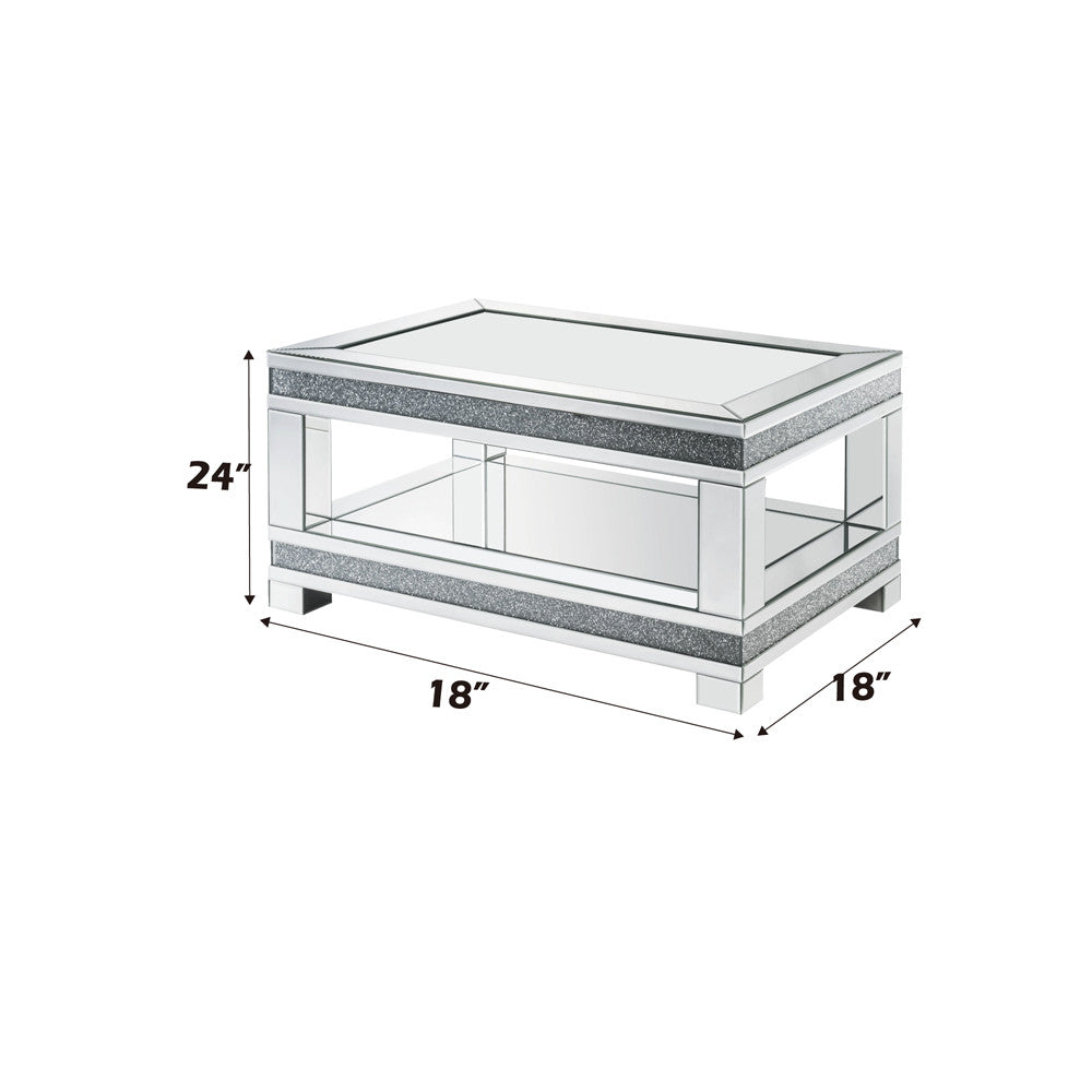 ACME 88020 Noralie Coffee Table, Mirrored & Faux Diamonds