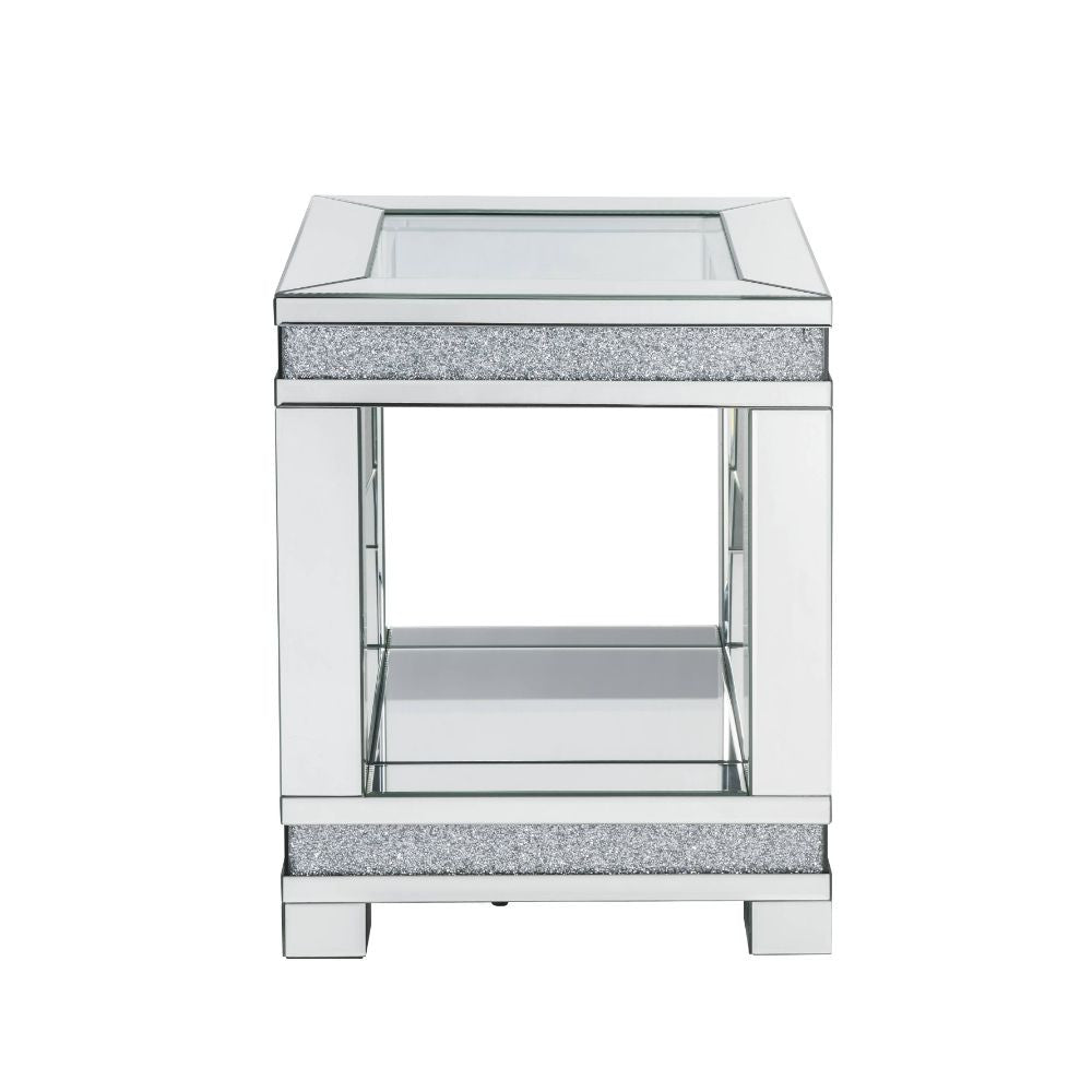 ACME 88022 Noralie End Table, Mirrored & Faux Diamonds