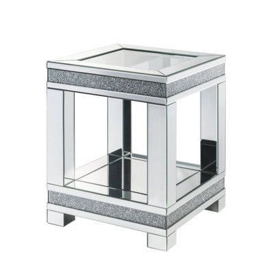 ACME 88022 Noralie End Table, Mirrored & Faux Diamonds